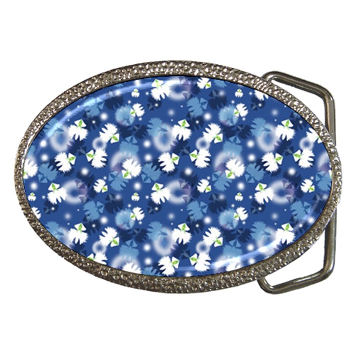 White Flowers Summer Plant Belt Buckles