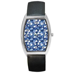 White Flowers Summer Plant Barrel Style Metal Watch