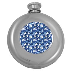 White Flowers Summer Plant Round Hip Flask (5 Oz)