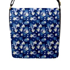 White Flowers Summer Plant Flap Closure Messenger Bag (l)