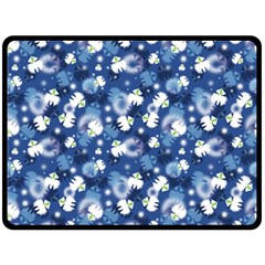 White Flowers Summer Plant Double Sided Fleece Blanket (large) 