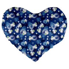 White Flowers Summer Plant Large 19  Premium Flano Heart Shape Cushions by HermanTelo