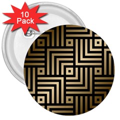 Geometric Pattern   Seamless Luxury Gold Vector 3  Buttons (10 Pack)  by Sudhe