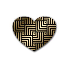 Geometric Pattern   Seamless Luxury Gold Vector Heart Coaster (4 Pack) 