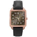 Geometric Pattern   Seamless Luxury Gold Vector Rose Gold Leather Watch  Front