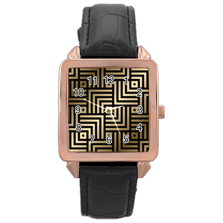 Geometric Pattern   Seamless Luxury Gold Vector Rose Gold Leather Watch 