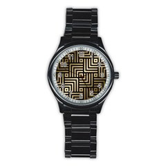 Geometric Pattern   Seamless Luxury Gold Vector Stainless Steel Round Watch by Sudhe