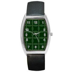 Background Pattern Design Geometric Green Barrel Style Metal Watch by Sudhe