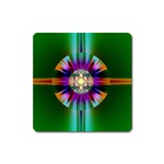 Abstract Art Fractal Creative Green Square Magnet Front