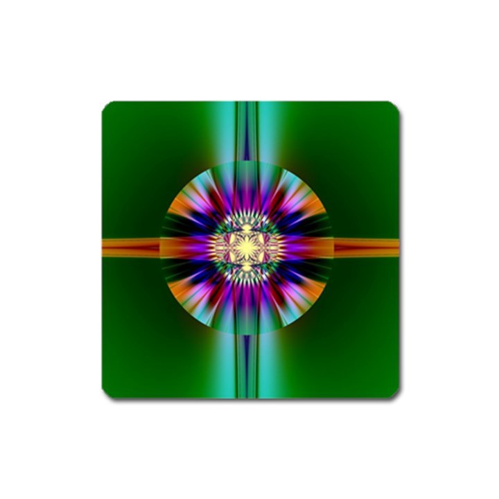 Abstract Art Fractal Creative Green Square Magnet