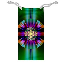 Abstract Art Fractal Creative Green Jewelry Bag by Sudhe