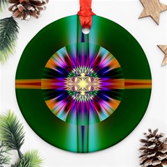 Abstract Art Fractal Creative Green Round Ornament (two Sides) by Sudhe