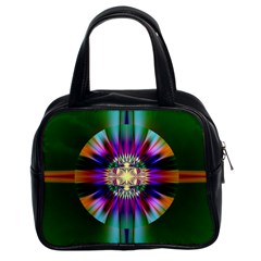 Abstract Art Fractal Creative Green Classic Handbag (two Sides) by Sudhe