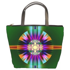 Abstract Art Fractal Creative Green Bucket Bag by Sudhe