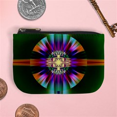 Abstract Art Fractal Creative Green Mini Coin Purse by Sudhe