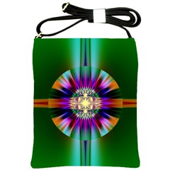 Abstract Art Fractal Creative Green Shoulder Sling Bag by Sudhe