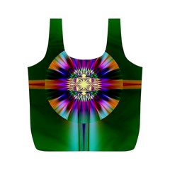 Abstract Art Fractal Creative Green Full Print Recycle Bag (m) by Sudhe