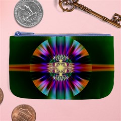 Abstract Art Fractal Creative Green Large Coin Purse by Sudhe