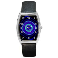 Digital Art Background Pink Blue Barrel Style Metal Watch by Sudhe