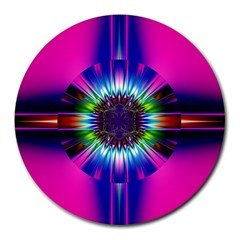 Abstract Art Fractal Creative Pink Round Mousepads by Sudhe