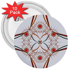 Artwork Fractal Allegory Art Floral 3  Buttons (10 Pack)  by Sudhe