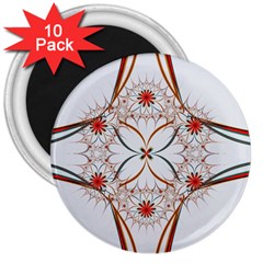 Artwork Fractal Allegory Art Floral 3  Magnets (10 Pack)  by Sudhe