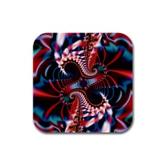 Abstract Fractal Artwork Colorful Art Rubber Square Coaster (4 Pack)  by Sudhe