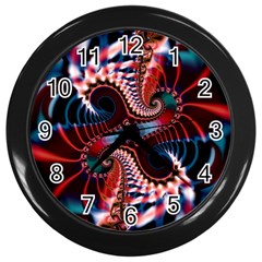 Abstract Fractal Artwork Colorful Art Wall Clock (black) by Sudhe