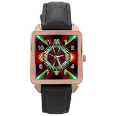 Artwork Fractal Allegory Art Rose Gold Leather Watch 