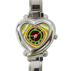 Digital Art Background Yellow Red Heart Italian Charm Watch by Sudhe