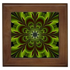 Abstract Flower Artwork Art Floral Green Framed Tiles by Sudhe