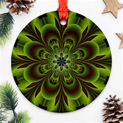 Abstract Flower Artwork Art Floral Green Ornament (round) by Sudhe