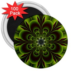 Abstract Flower Artwork Art Floral Green 3  Magnets (100 Pack) by Sudhe