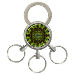 Abstract Flower Artwork Art Floral Green 3-ring Key Chain by Sudhe