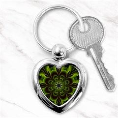 Abstract Flower Artwork Art Floral Green Key Chain (heart) by Sudhe