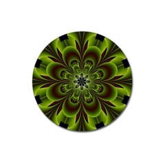 Abstract Flower Artwork Art Floral Green Magnet 3  (round) by Sudhe