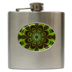 Abstract Flower Artwork Art Floral Green Hip Flask (6 Oz) by Sudhe