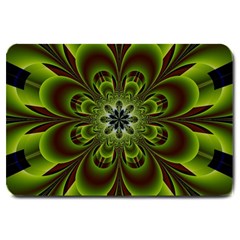 Abstract Flower Artwork Art Floral Green Large Doormat  by Sudhe