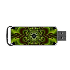 Abstract Flower Artwork Art Floral Green Portable Usb Flash (two Sides) by Sudhe