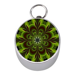 Abstract Flower Artwork Art Floral Green Mini Silver Compasses by Sudhe