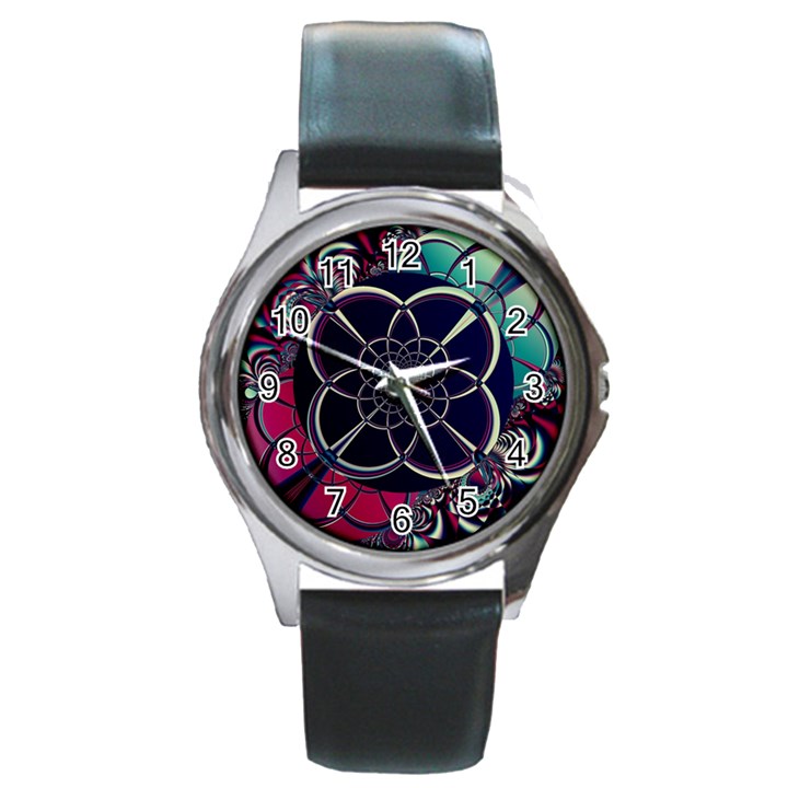 Fractal Artwork Abstract Background Art Pattern Round Metal Watch