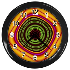 Digital Art Background Yellow Red Wall Clock (black) by Sudhe