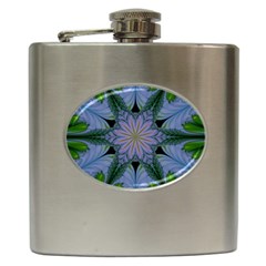 Abstract Flower Artwork Art Green Hip Flask (6 Oz) by Sudhe