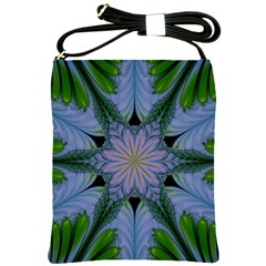 Abstract Flower Artwork Art Green Shoulder Sling Bag by Sudhe