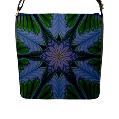 Abstract Flower Artwork Art Green Flap Closure Messenger Bag (l) by Sudhe