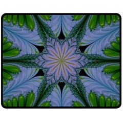 Abstract Flower Artwork Art Green Double Sided Fleece Blanket (medium)  by Sudhe