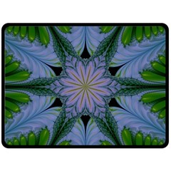 Abstract Flower Artwork Art Green Double Sided Fleece Blanket (large)  by Sudhe