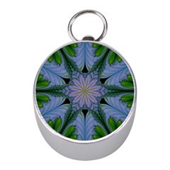 Abstract Flower Artwork Art Green Mini Silver Compasses by Sudhe