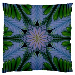 Abstract Flower Artwork Art Green Large Flano Cushion Case (one Side) by Sudhe