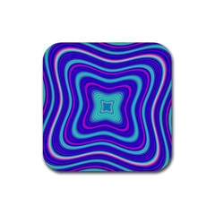 Abstract Artwork Fractal Background Blue Rubber Coaster (square)  by Sudhe